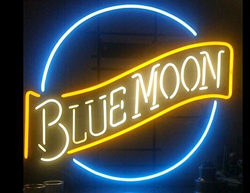Placa de n&eacute;on lua azul luz cerveja bar pub parede pendurada artesanato arte 19&amp;#034;x15&amp;#034