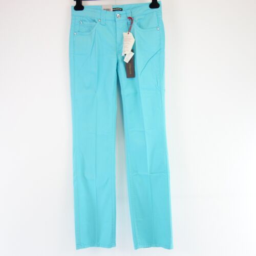 Cambio Ladies Jeans Trousers Velours Turquoise Straight Swarovski Elements New - Picture 1 of 12
