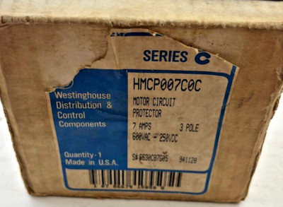 WESTINGHOUSE HMCP007C0C MOTOR CIRCUIT PROTECTOR 7 AMPS 3 POLE