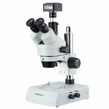 AmScope LED Trinocular Zoom Stereo Microscope 3.5X-180X  5MP USB3 Camera