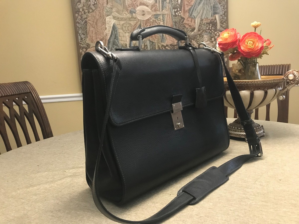 COLE HAAN レザービジネスバッグ ブラック COLE HAAN Black Italian Leather Briefcase / Messenger Bag / Lawyer