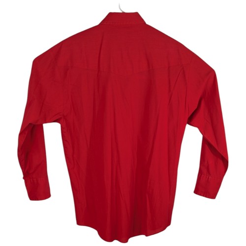Karman Gold Red Pearl Snap Shirt Mens Large Western Cowboy Long Sleeve - Picture 3 of 8