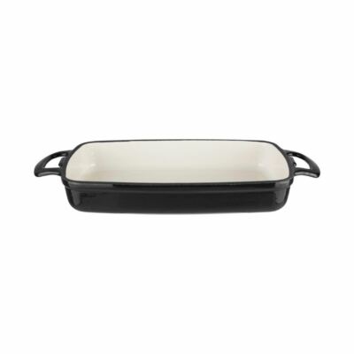 Vogue rechteckige Auflaufform in schwarz aus Gusseisen 1,8 ltr