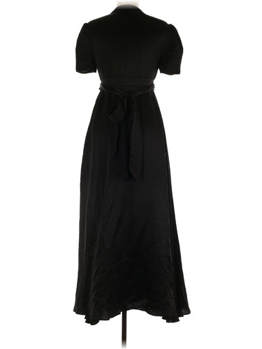 VALENTINO Plunging Puff Sleeve Silk Blend Maxi Dress Black Size 40 IT US Size 4 - Picture 5 of 9