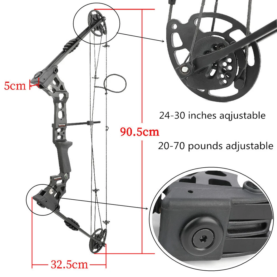 X8 Compound Bow Set 20-70lb Adjustable 320FPS Arrow Archery Hunting Target Shoot - Image 3 of 4