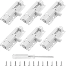Biaungdo 6 Pcs Slide Bolt Latch Lock, 2 Inch Small Barrel 2 Inch, White 