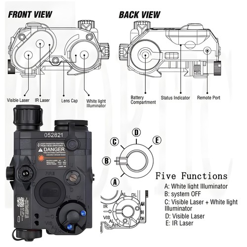 Airsoft PEQ-15 IR Laser + Visible Red Laser + White LED Flashlight | eBay
