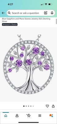 Schöner Sterling Amethyst Lebensbaum Anhänger 925 Silber Schmuck