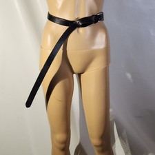 Women  s Genuine Black Leather  Gap  Belt With Extra Long Tuck Look 60" Dress