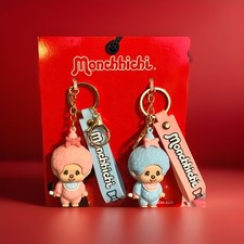 Monchhichi Keychain Bearchhichi Sekiguchi 2.5" Pink  Blue 2 Pack Sekiguchi New