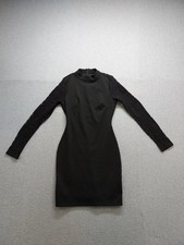 Lulus Women Mini Dress XS Black Ribbed Bodycon Long Sleeve Mock Neck Cocktail