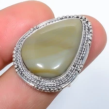 Natural Landscape Jasper Gemstone Handmade Antique Design Ring s.7 R3097-52