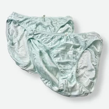 Vintage MYONNE Panties Mint Green High Waist Panty Nylon Sz 6 Lot 2 Stripe