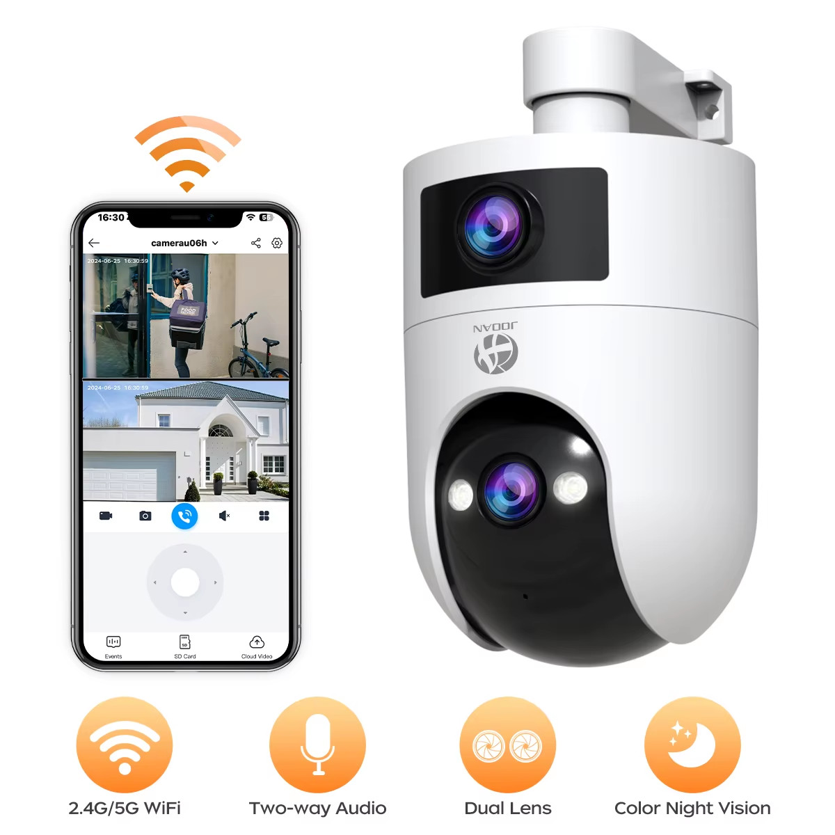 JOOAN 4K 6MP HD PTZ Camera Outdoor Dual Lens Dual Screen AI 