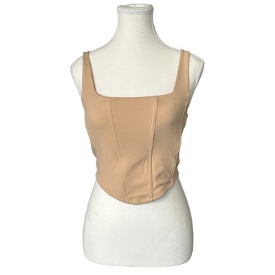 Y2K Moa Moa Square neck Tan corset style tank top