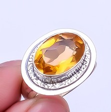 Citrine Gemstone 925 Sterling Silver Jewelry Handmade Ring s.10 Sku16