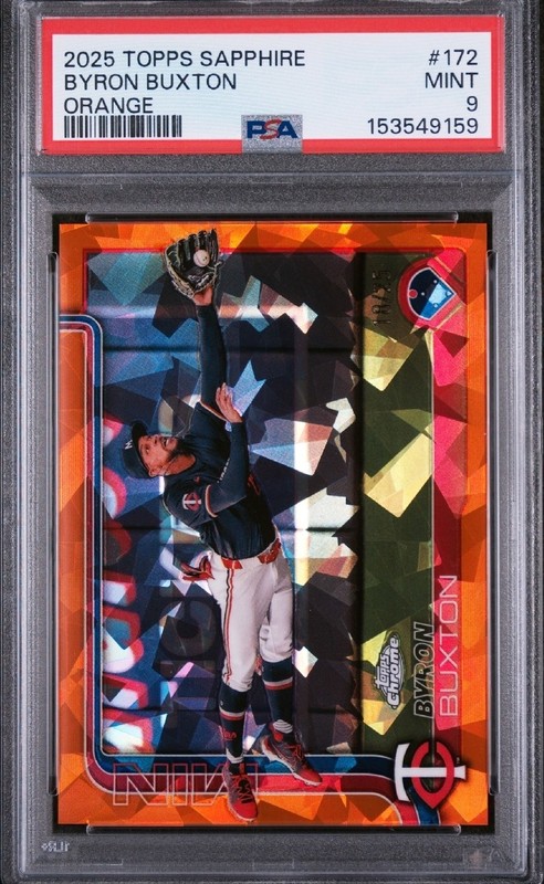 Byron Buxton 2025 Topps Sapphire PSA 9 #172 Orange /25 Mint Twins All Star