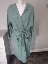 BNWT - M&S MARKS & SPENCER GREEN HOODED DRESSING GOWN SIZE M UK SIZE 12-14