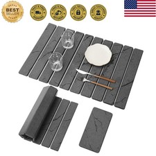 2 PCS Large Stone Dish Drying Mat for Kitchen Counter, Marbled Quick Dry Ston...