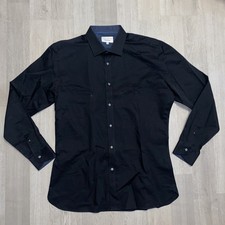 Ted Baker Endurance Dress Shirt Size 17 34/35 XL Black Flip Cuff Long Sleeve