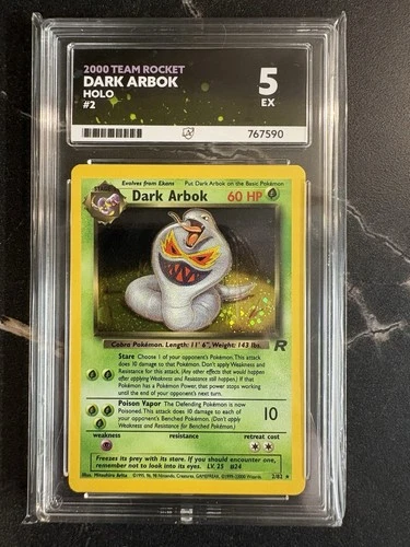 Pokemon Dark Arbok - 2/82 Holo Rare Holo - Unlimited - Ace Grading 5 - EX
