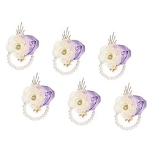Rose Wrist Corsage, 6Pcs Wrist Corsage Bracelets Flower Wristlet, Lavender