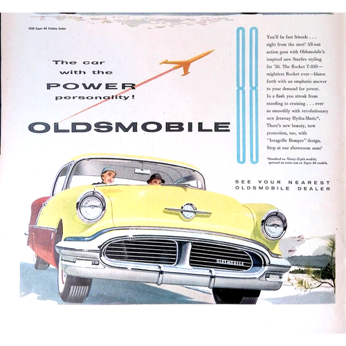 1956 Oldsmobile Classic Car Print Ad Ninety-Eight Power Personality 11"X14" - Picture 2 of 3
