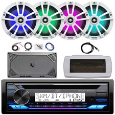 JVC Single-DIN Marine CD Radio, 4x 6.5" 225W Max Speakers, 4-Channel Amplifier