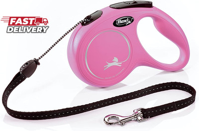 Flexi New Classic Retractable Dog Leash (Cord), 16 Ft, Medium, Pink