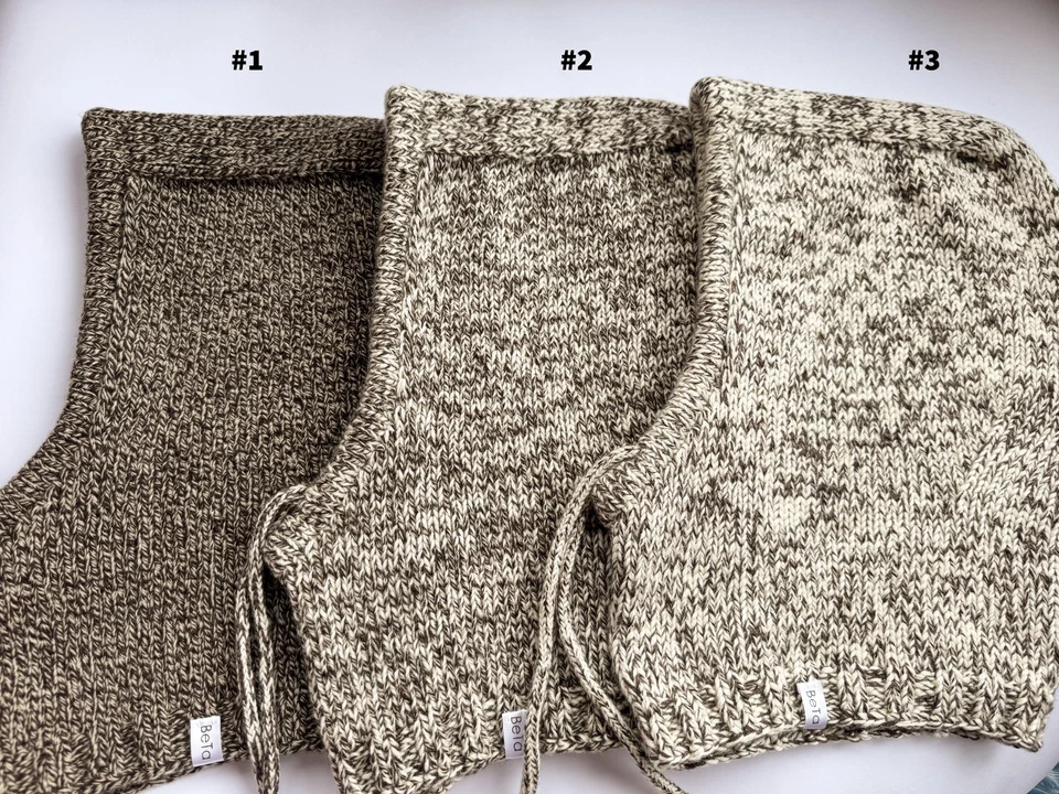 Estoque dos EUA Capuz de Lã Merino, Cachecol de Lã Quente, Capuz Capuz, Malha de Mão Feminina Balaclava - Imagem 2 de 2