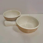 2 Vintage 1950s McCoy Pink + Blue Stripe Casserole / Soup Bowl 7050 Cottage Core