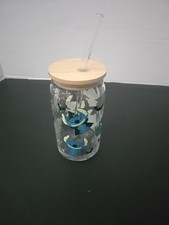 Disney Lilo Stitch Halloween Stitch 16-Ounce Glass Tumbler With Lid and Straw