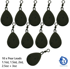 Carp Fishing Weight Leads with Swivel 1.1oz - 3.0oz Lead Flat Pear 10 Pack