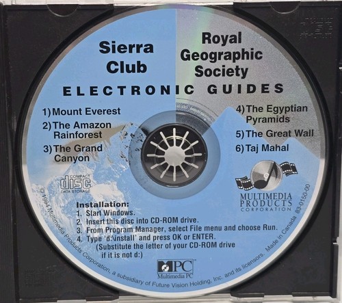 Sierra Club Electronic Guide CD-ROM for Windows Mt Everest Grand Canyon Pyramids
