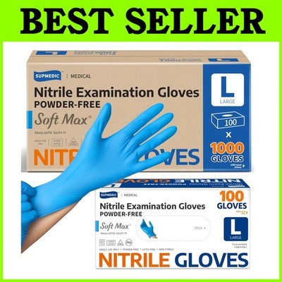 Blue Nitrile Gloves 1000 Pcs - Food Safe, Disposable, Large