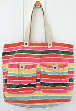EUC, Mossimo Supply Large Canvas Tote Bag Multicolor w/ Zipper Pocket 15" x 14"