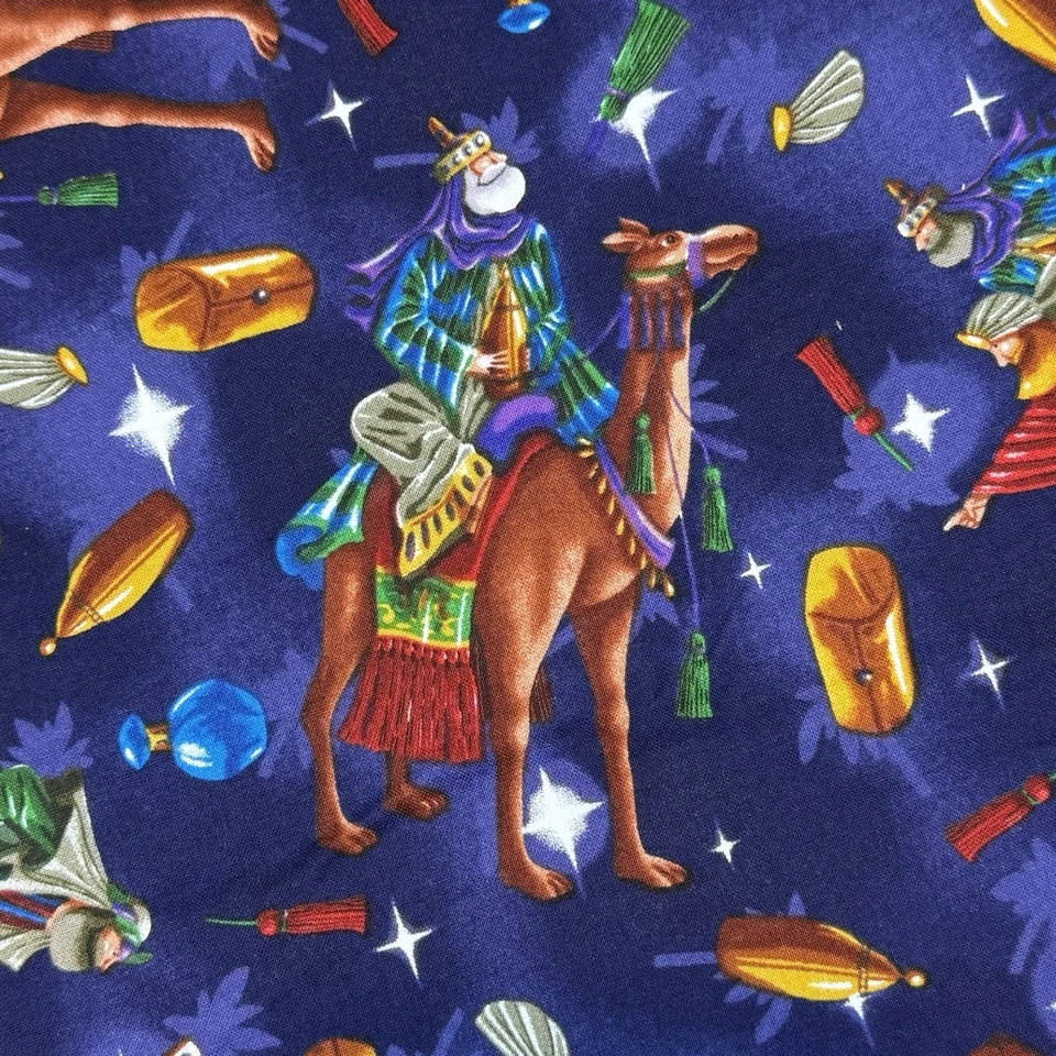 Wise Men Christmas Fabric  Seasons Greetings Fabri Quilt Purple Cotton 2 Yds - Image 2 of 4