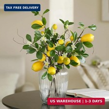 Laelfe Artificial Lemons Branches, 8 Head Faux Lemons with Stem Fake Lemon Theme
