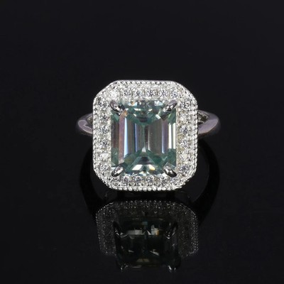 7.00 Ct Emerald Blue Diamond Ring | 925 Sterling Silver Certified Tariff Free