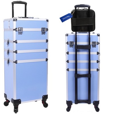 5-in-1 Rolling Makeup Train Case, Large Professional Cosmetic Trolley Organiz...