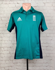 England Training Cricket Polo 2015 Adidas Waitrose Jersey Teal Shirt Men S 36/38