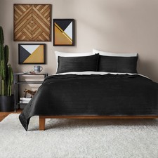 Soft Velvet Quilt Full/Queen Rich Black Soft  Cozy Bedding