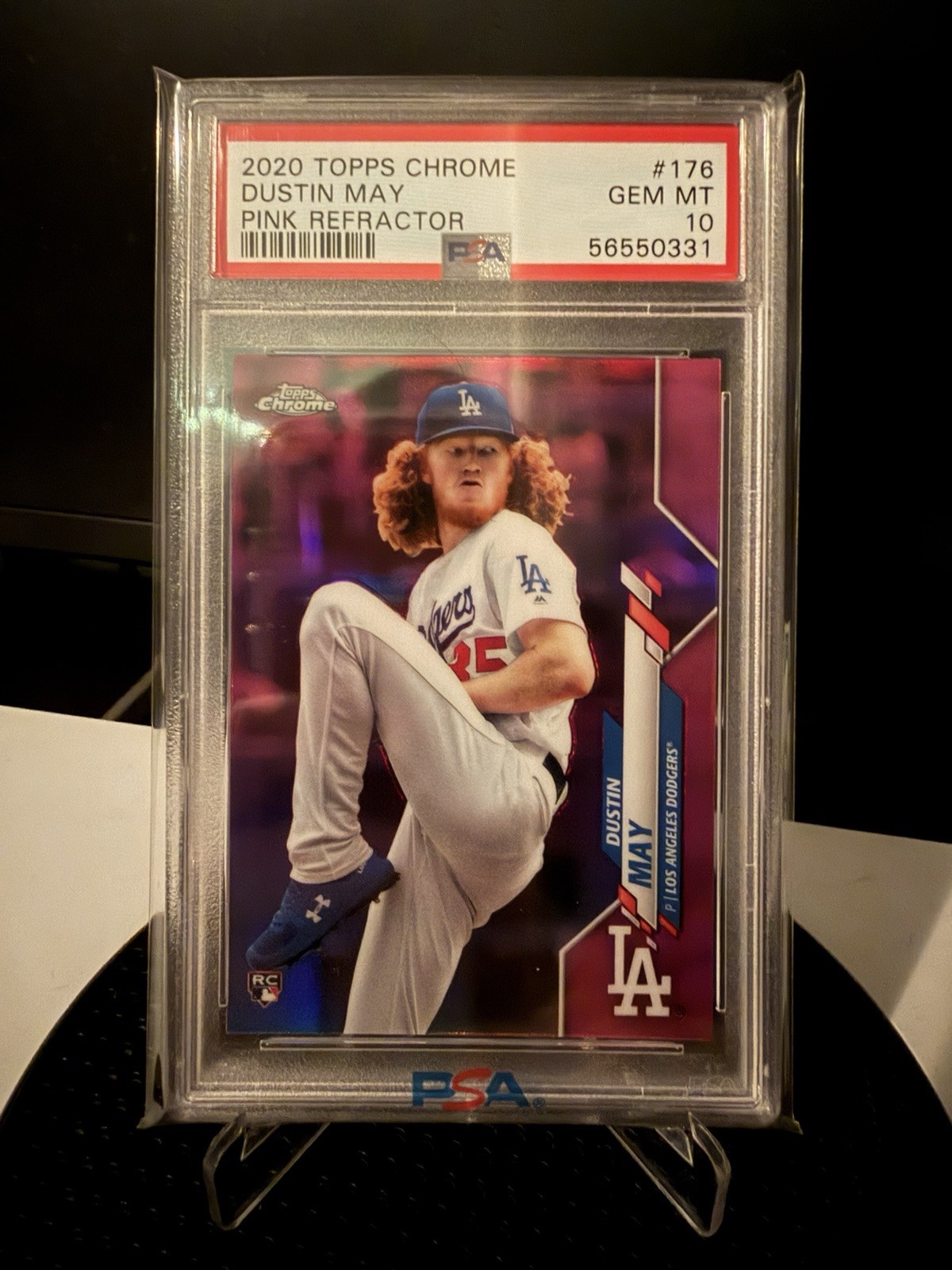 2020 Topps Chrome Dustin May Pink Refractor RC #176 PSA 10 GEM MT