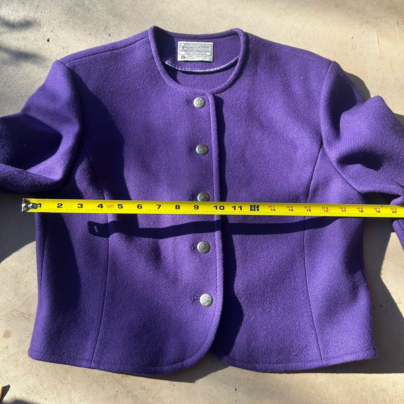 Pendleton Wool Cropped Jacket 8 Purple Blazer Sil… - image 7