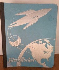 Vtg 60’s 70’s Binder 2 Ring Blue Silver Rocket