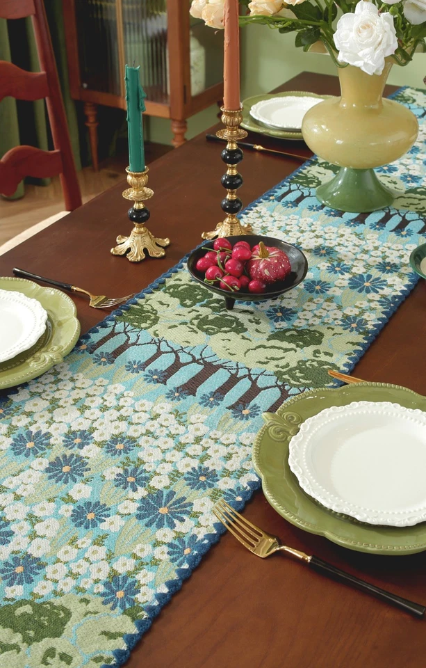 Plant Flower Geometric Table Runner Coaster Coffee Dining Table Decoration Gift - Image 4 of 4