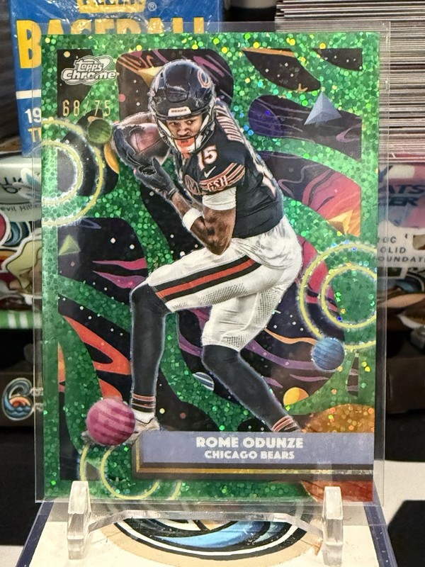Topps Chrome Cosmic 2025 Rome Odunze Chicago Bears /75 #18 Green Space Dust TZ