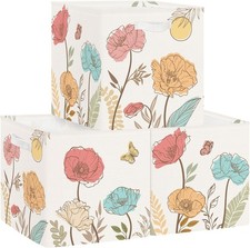 11.8" Wild Flower Storage Cube Organizer Set 3Pcs Clothes Storage Basket Bin fo
