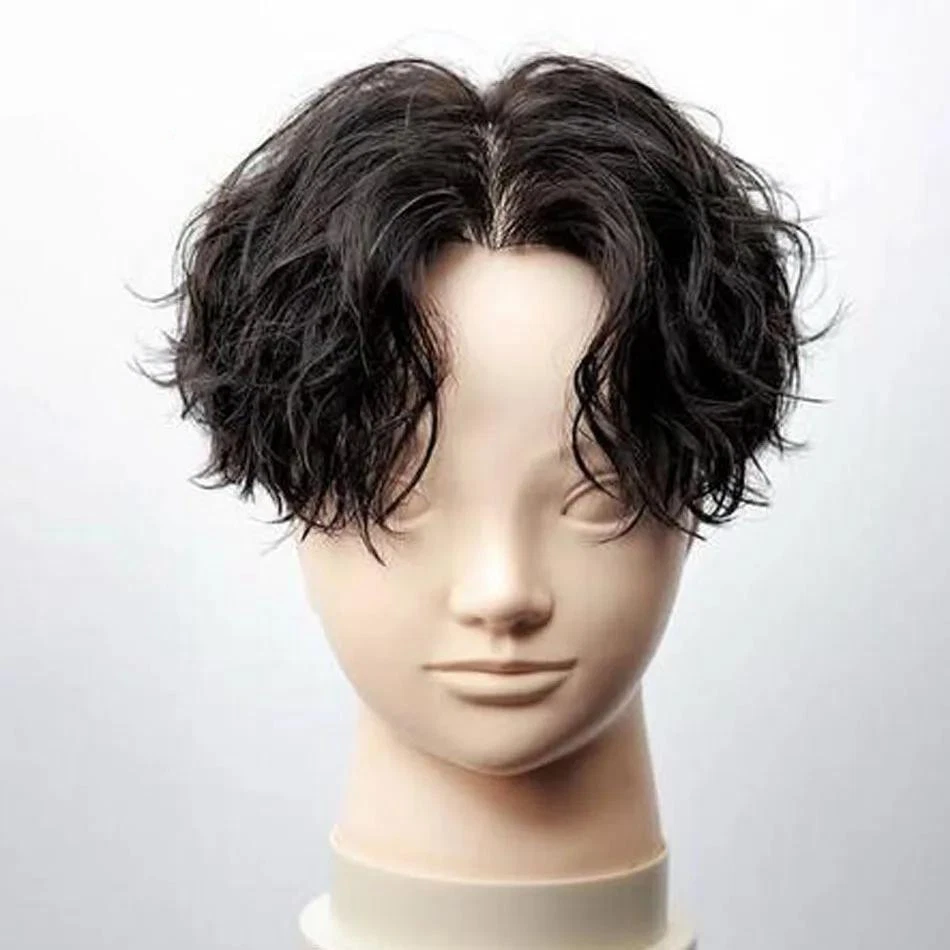 Full Lace Human Hair Wig Brazilian Remy Pixie Cut Men Wigs Short Male Wig Wavy - 第 1 张/共 12 张
