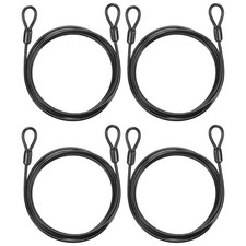 4pcs 1/8" Dia 5.2ft Security Cable Lock Vinyl Coated Steel with Loops Black